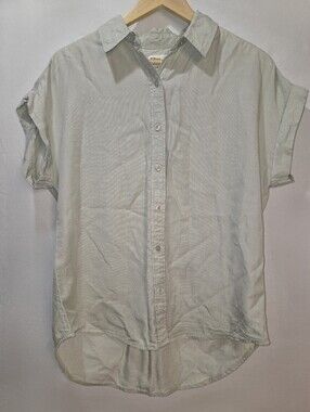 100% Tencel Tilley Endurables Striped Green/White Size Medium